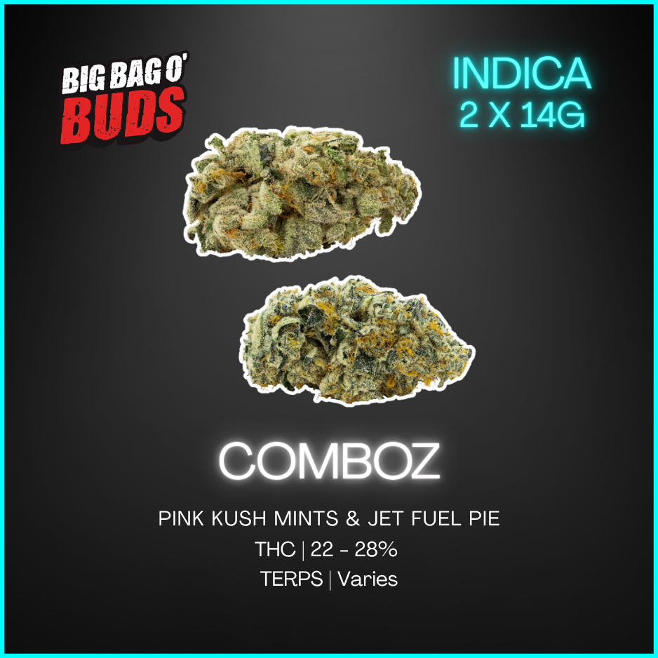 Big Bag O' Buds - Comboz: Pink Kush Mints + Jet Fuel Pie - 28G