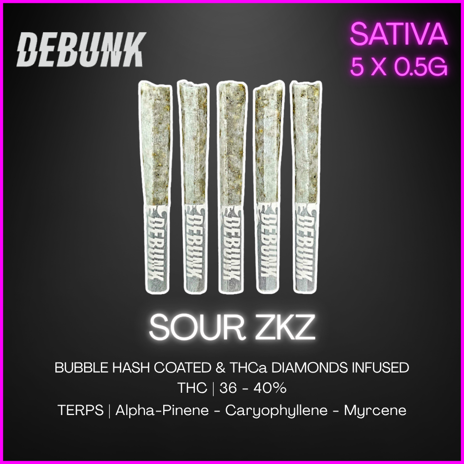 Debunk - Sour Zkz Bubble Hash Coated Infused Pre-Rolls - 2.5G