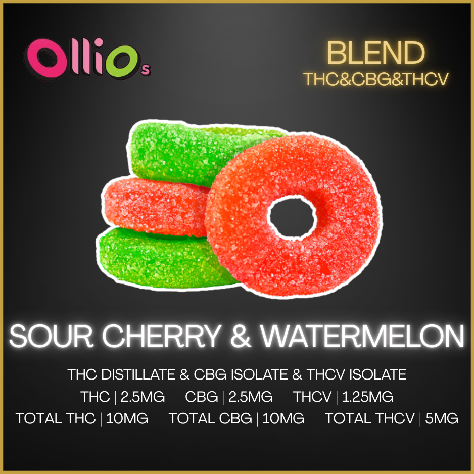Olli O'S - Sour Cherry & Watermelon Thc/Cbg/Thcv Chews - 14G