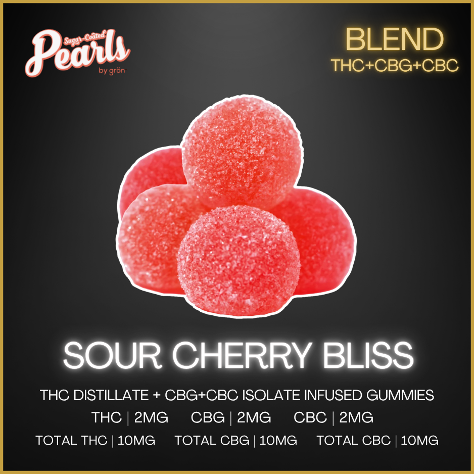 Pearls By Grön - Sour Cherry Bliss 1:1:1 Cbc/Cbg/Thc Gummies - 17.5G