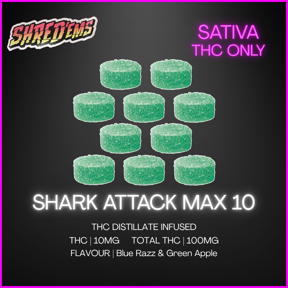 Shred'Ems - Shred'Ems Shark Attack Max10 Pck Thc Sativa Chews - 45G