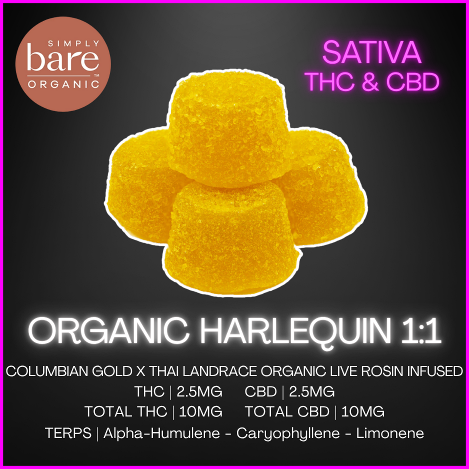 Simply Bare - Harlequin Organic 1:1 Live Rosin Soft Chews - 14G