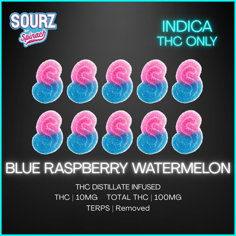 Sourz By Spinach - Fully Blasted Blue Raspberry Watermelon Gummies - 50G