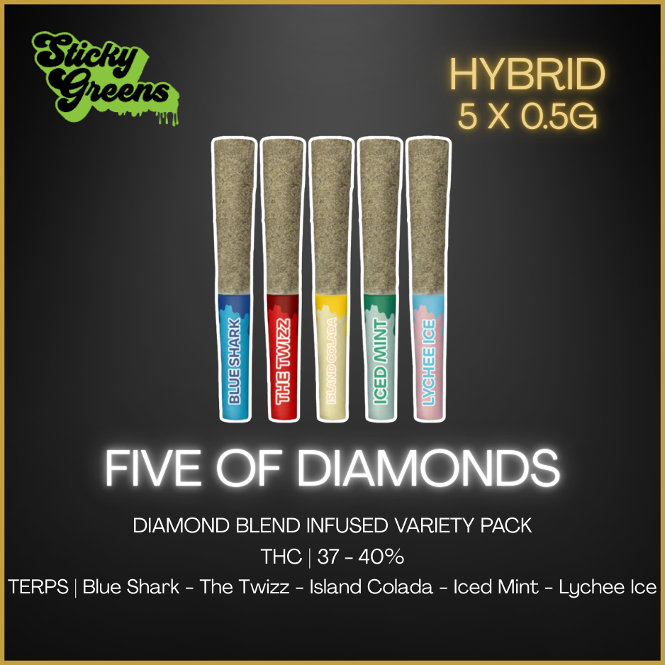 Sticky Greens - Five Of Diamonds Diamond Blend Infused Pre-Rolls - 2.5G