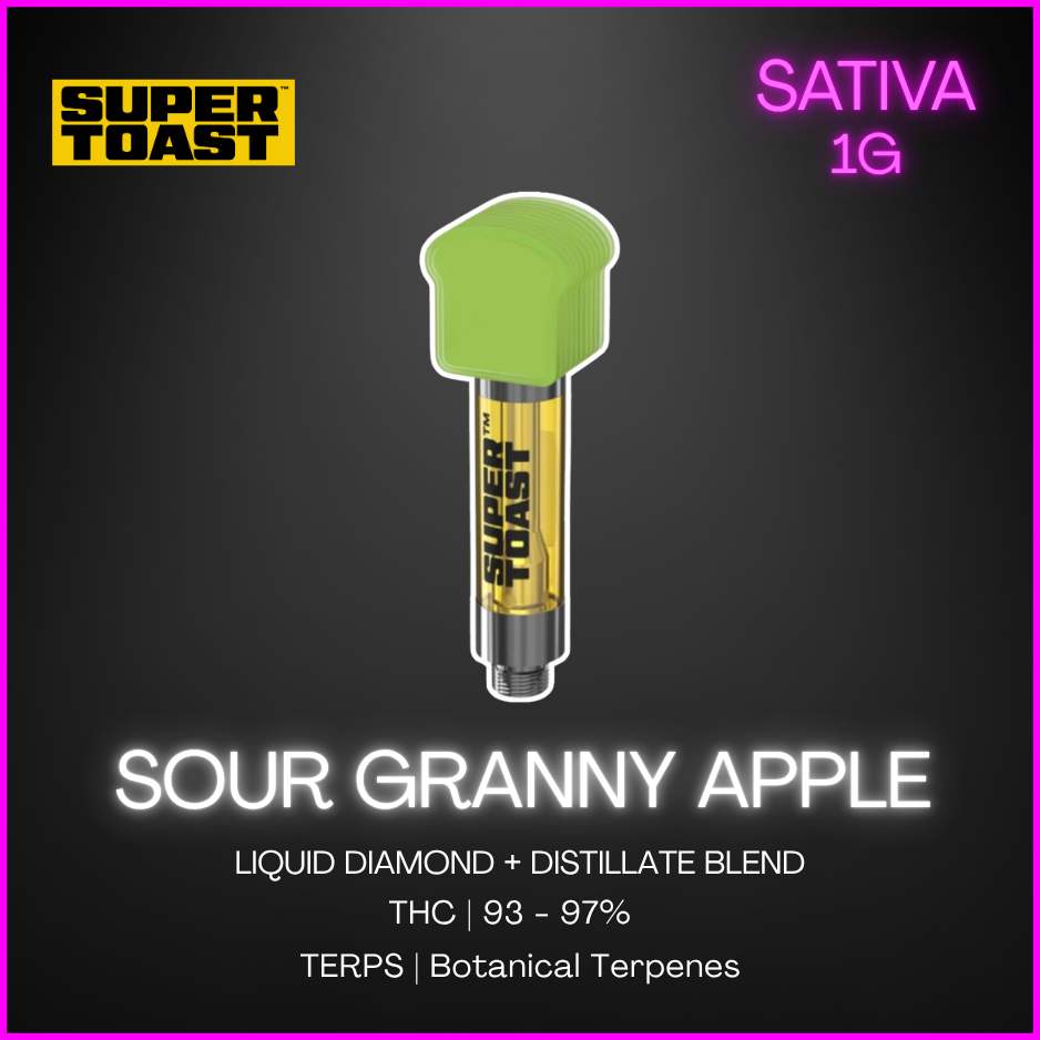 Super Toast - Sour Granny Apple Liquid Diamond Blend Vape Cart - 1G