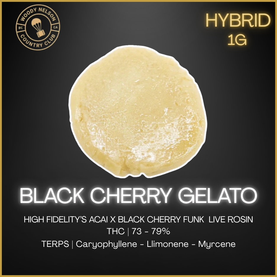 Woody Nelson Country Club - Black Cherry Gelato Live Rosin Lto - 1G