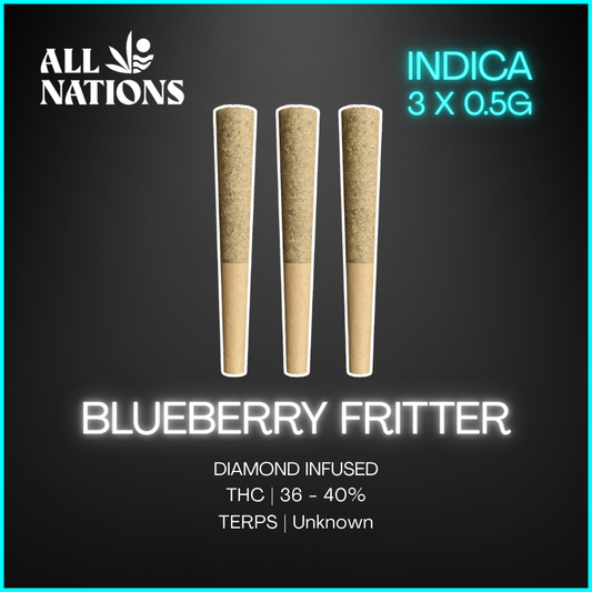 All Nations - Blueberry Fritter Diamond Infused Prerolls - 3 x 0.5g