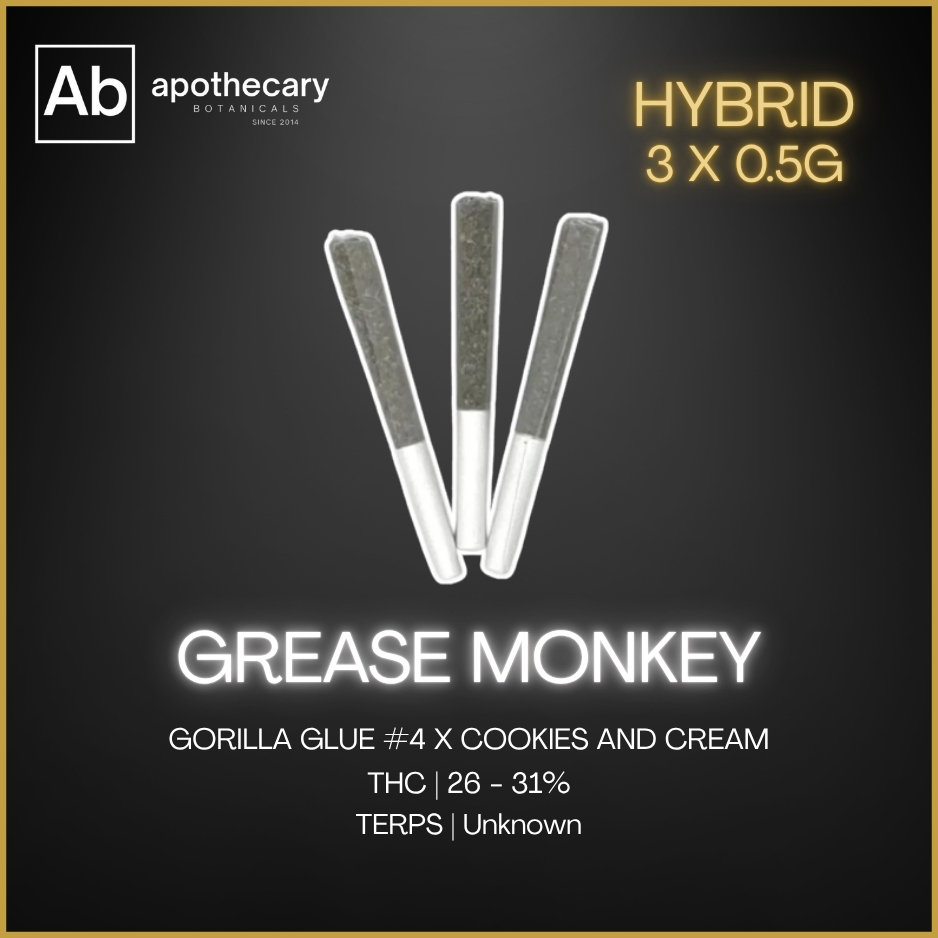 Apothecary Botanicals - Grease Monkey - Pre-Rolls - 3x0.5g