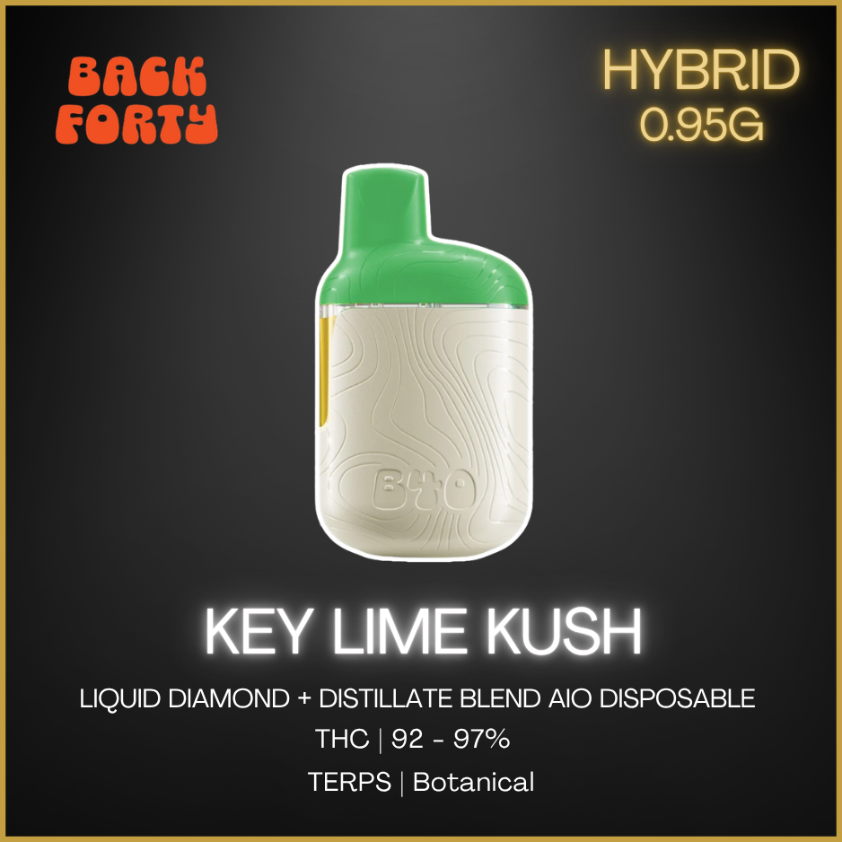 Back Forty - Key Lime Kush Liquid Diamonds Blend Aio Vape - 0.95G