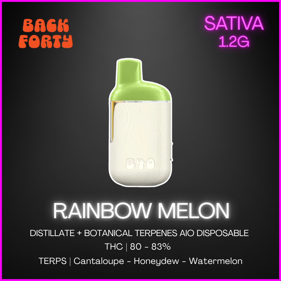 Back Forty - Rainbow Melon Boosted All-In-One Vape - 1.2G
