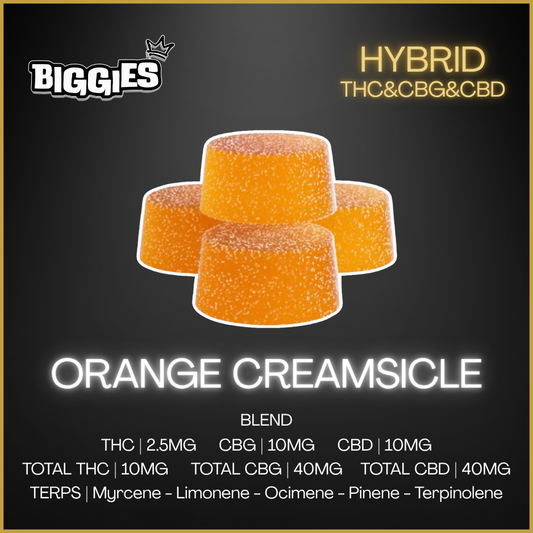 Biggies - Orange Creamsicle THC:CBD:CBG Chews - 4 x 2.5mg