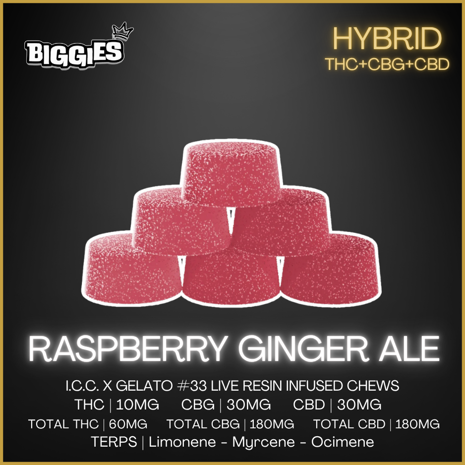Biggies - Raspberry Ginger Ale Live Resin Chews - 48G