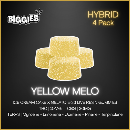 Biggies - Yellow Melo 2:1 Cbg:Live Resin Gummies - 24G