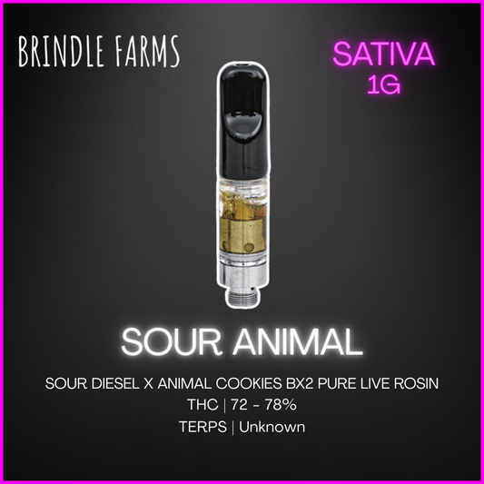 Brindle Farms - Sour Animal Pure Live Rosin Cartridge Lto - 1G