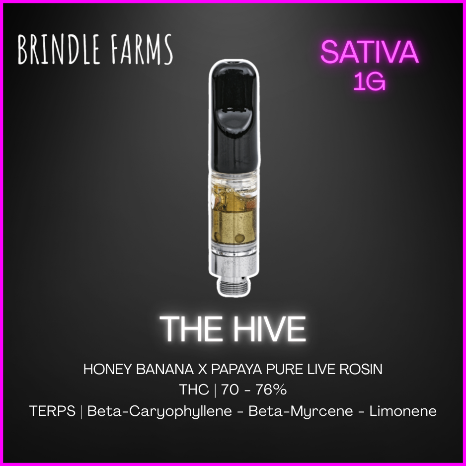 Brindle Farms Inc - The Hive Live Rosin Vape Cartridge Lto - 1G