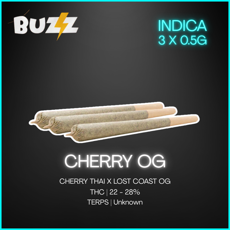 Buzz Cannabis - Cherry OG - Cones Indica Pre Rolls - 3 x 0.5g