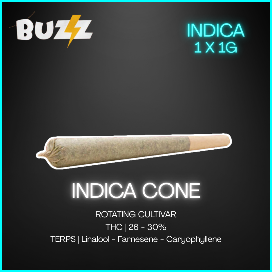 Buzz Cannabis - Cones Indica Gas Truffle Pre Roll - 1 x 1g