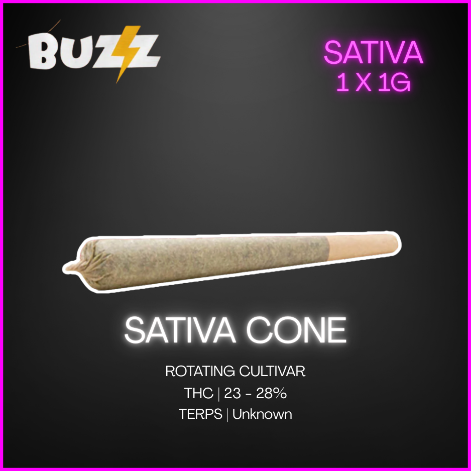 Buzz Cannabis - Cones Sativa Sour Diesel Pre Roll- 1 x 1g
