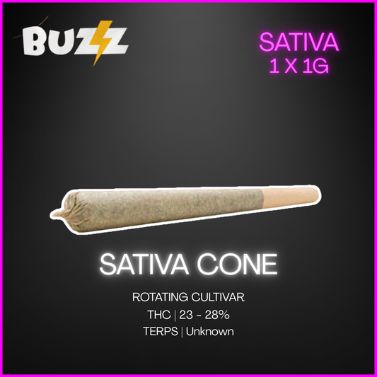 Buzz Cannabis - Cones Sativa Sour Diesel Pre Roll- 1 x 1g
