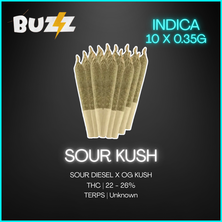Buzz Cannabis - Loosies Rotating Indica Pre Rolls - Sour Kush 10 x 0.35g