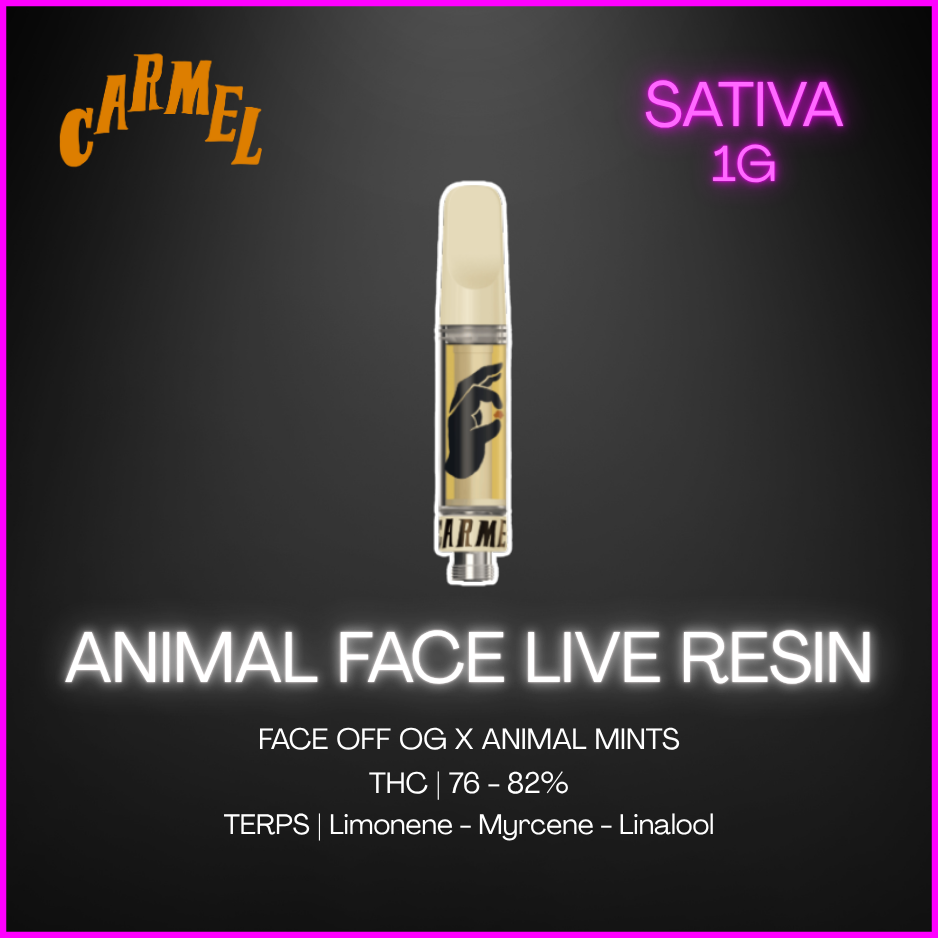 Carmel - Animal Face Live Resin 510 Vape Cartridge - 1G