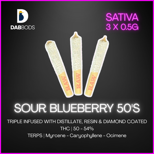 Dab Bods - Sour Blueberry 50S Triple Infused Pre-Rolls - 1.5G