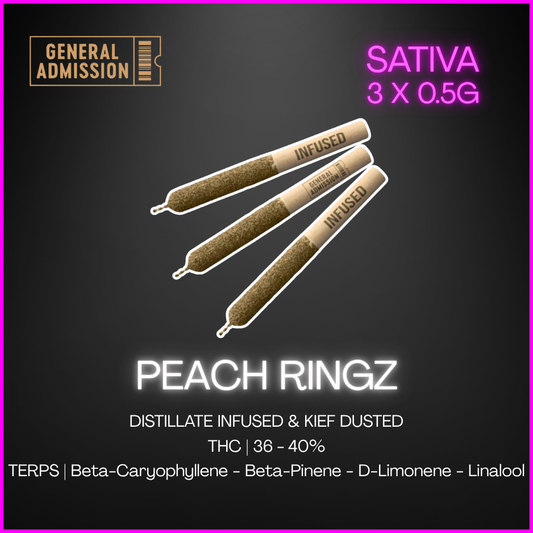 General Admission - Peach Ringz Infused Pre-Rolls - 1.5G