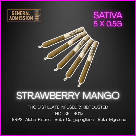 General Admission - Strawberry Mango Distillate Infused Pre-Rolls - 2.5G