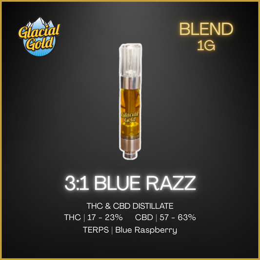 Glacial Gold - Cbd 3:1 Blue Razz Cartridge - 1G