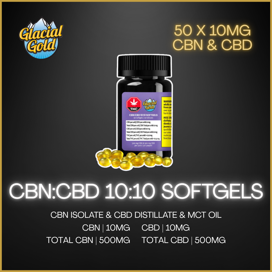 Glacial Gold - Cbn:Cbd 10:10 50-Pack Softgels - 17.25G