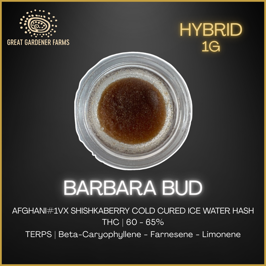 Great Gardener Farms - Barbara Bud Cold Cured Ice Water Hash - 1G
