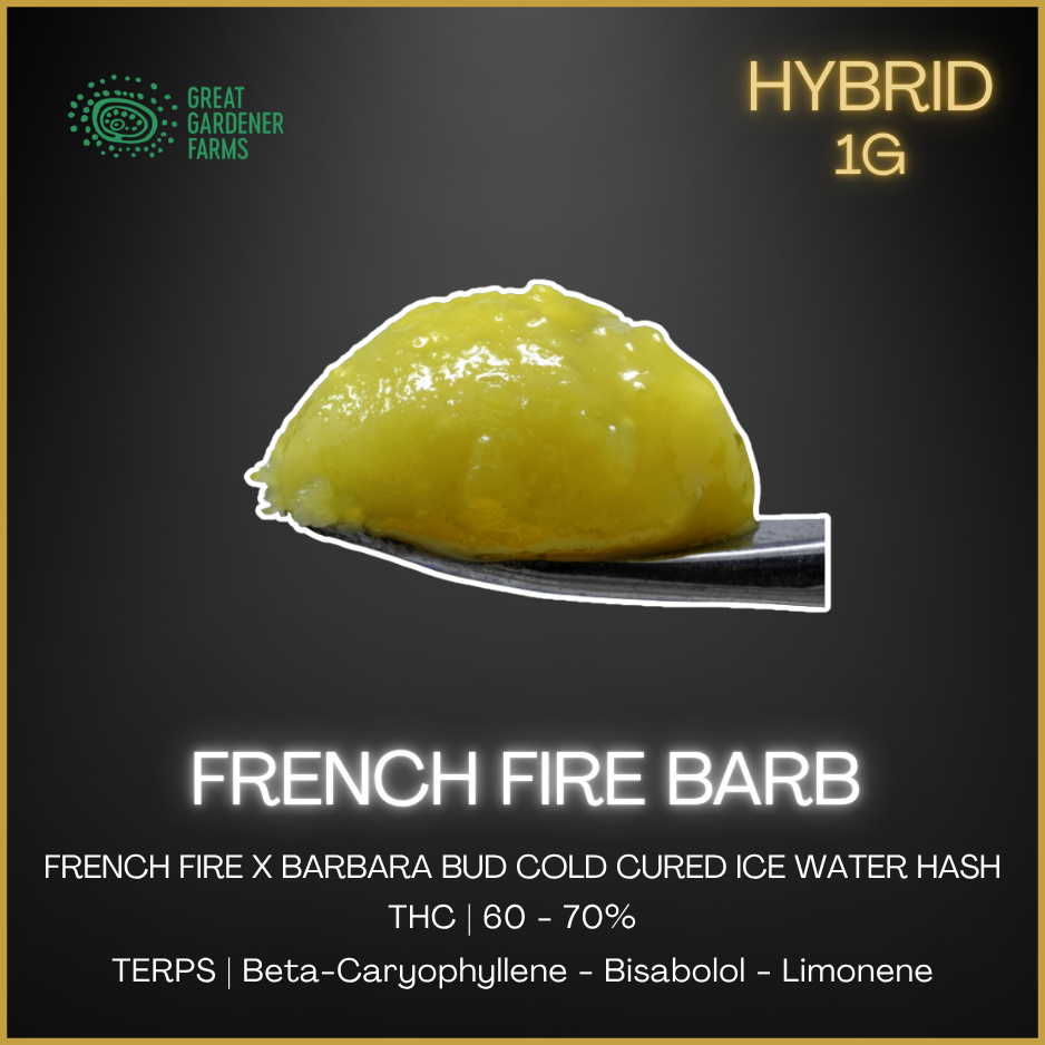 Great Gardener Farms - French Fire Barb Cold Cured Ice Water Hash - 1G