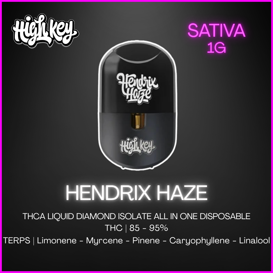 High Key - Hendrix Haze Live Liquid Diamond Dispo Vape - 1g