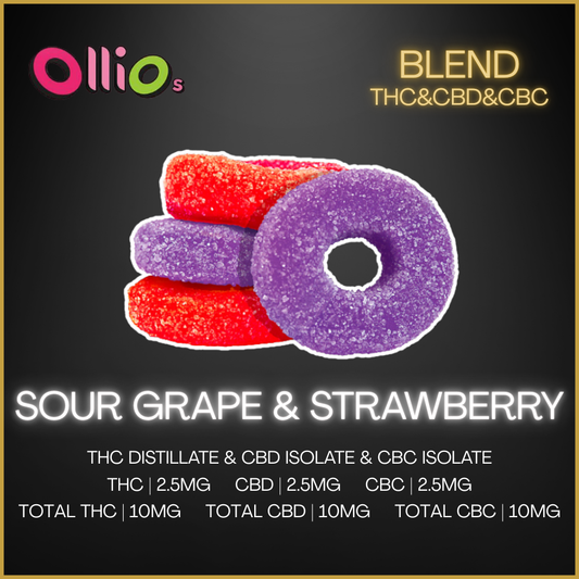 Olli O'S - Sour Grape & Strawberry Thc/Cbc/Cbd Chews - 14G