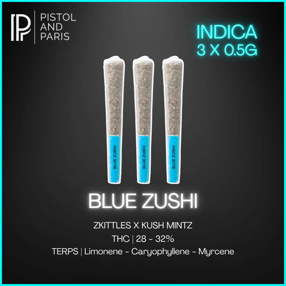 Pistol & Paris - Blue Zushi Prerolls - 3 x 0.5g