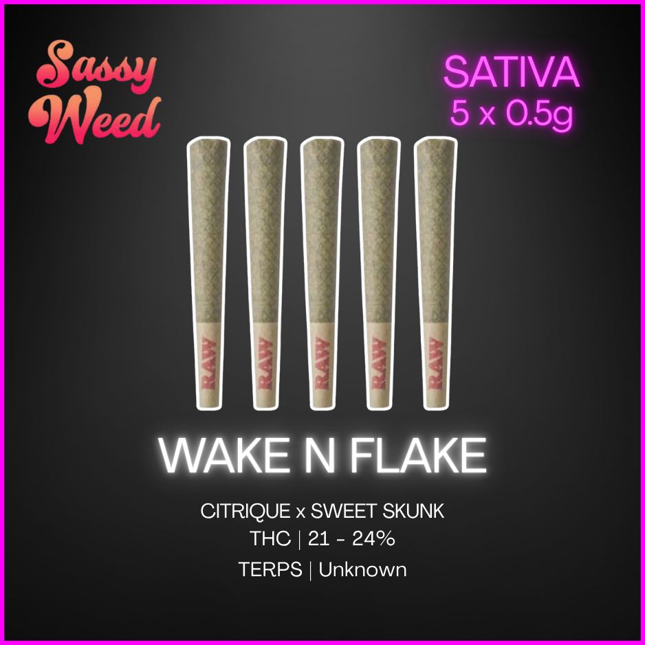 Sassy Weed - Wake N Flake Pre Rolls - 5 x 0.5g