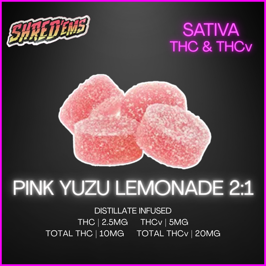 Shred'Ems - Pink Yuzu Lemonade Thcv:Thc 2:1 Chews - 18G