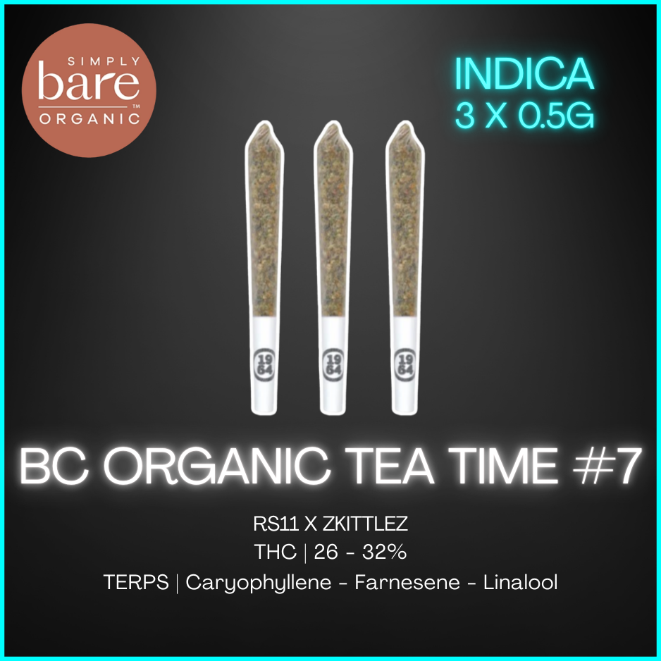 Simply Bare - Bc Organic Tea Time #7 Pre-Rolls Lto - 1.5G