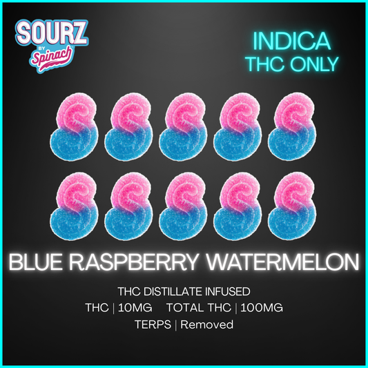 Sourz By Spinach - Fully Blasted Blue Raspberry Watermelon Gummies - 50G