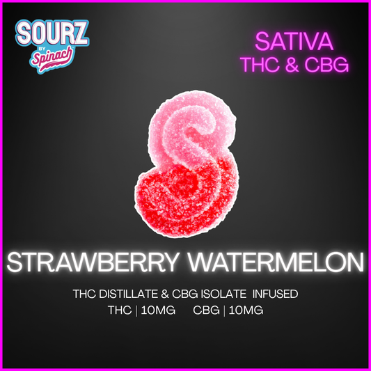 Sourz By Spinach - Fully Blasted Strawberry Watermelon Cbg:Thc Chews - 5G