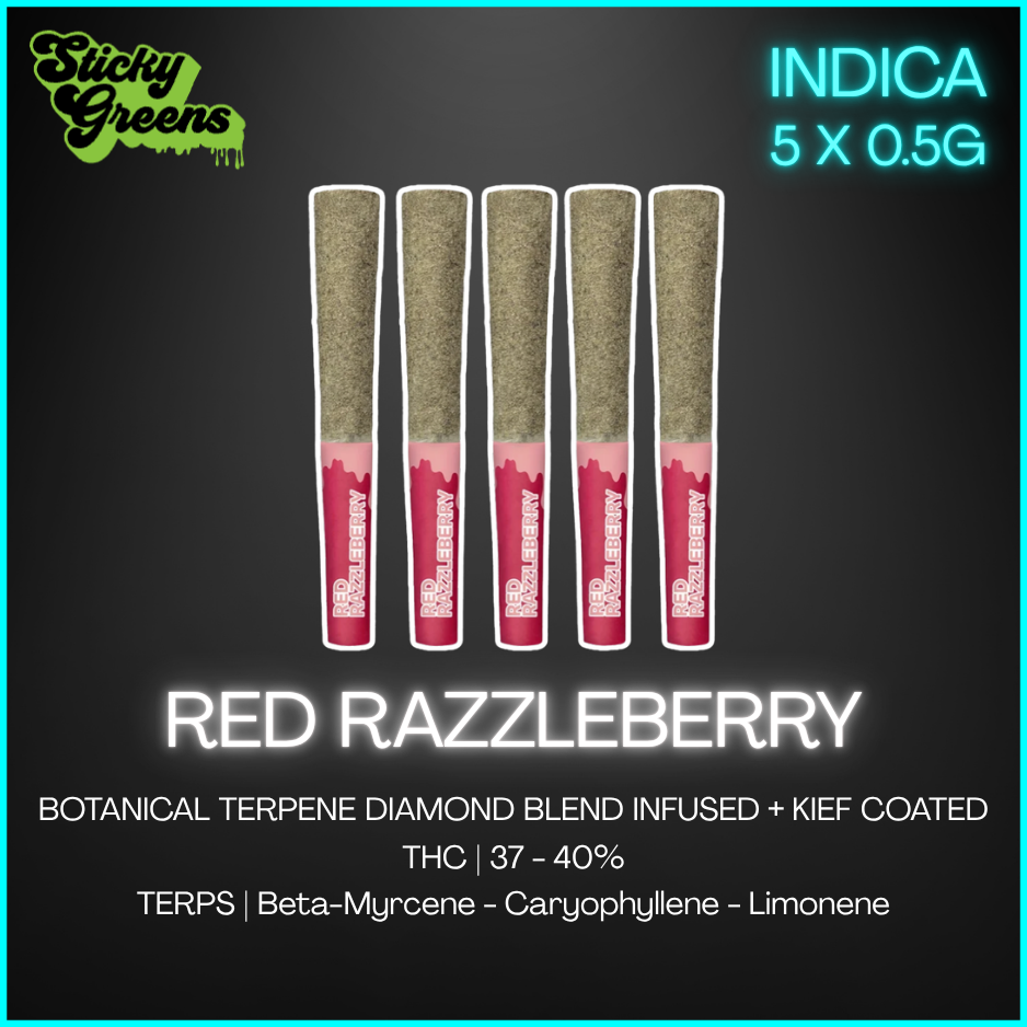 Sticky Greens - Red Razzleberry Diamond Blend Infusd Pre-Rolls Lto - 2.5G