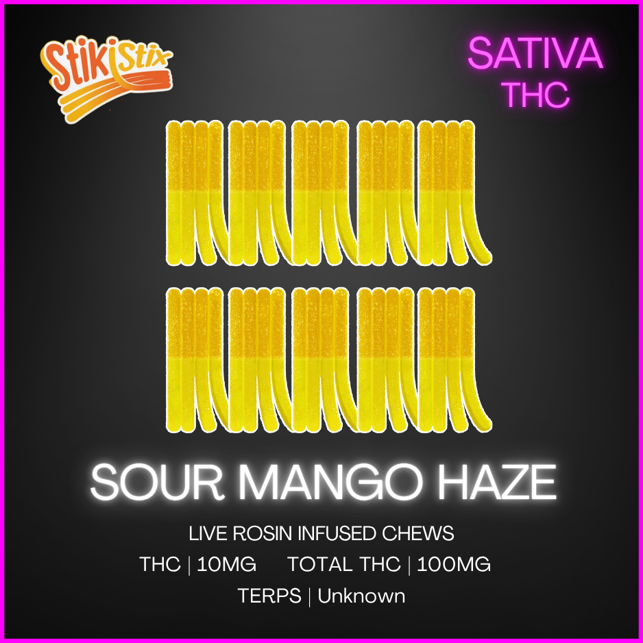 Stikistix - 100Thc Multi Pk Live Rosin Sour Mango Haze Chews - 100G