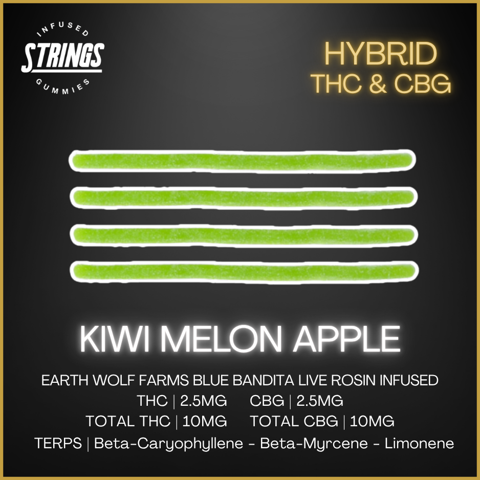 Strings - Kiwi Melon Apple Live Rosin Gummies (1:1 Cbg/Thc)