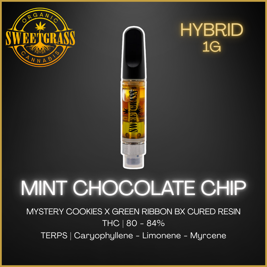 Sweetgrass Organic Cannabis - Mint Chocolate Chip Cured Resin Cartridge - 1G