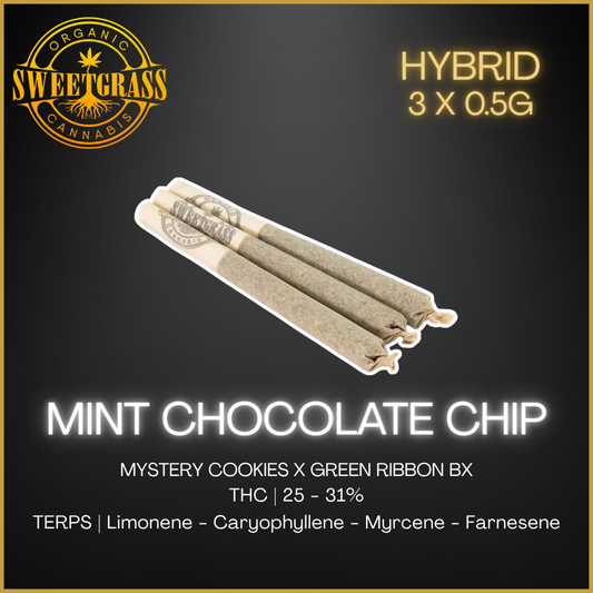 Sweetgrass Organic Cannabis - Organic Mint Chocolate Chip Pre-Rolls - 1.5G