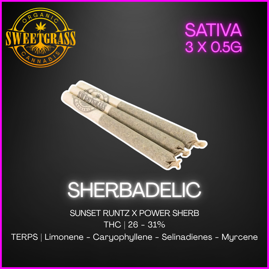 Sweetgrass Organic Cannabis - Organic Sherbadelic Pre-Rolls - 1.5G