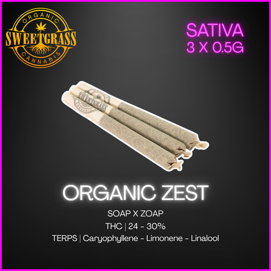 Sweetgrass Organic Cannabis - Organic Zest Pre-Rolls - 1.5G