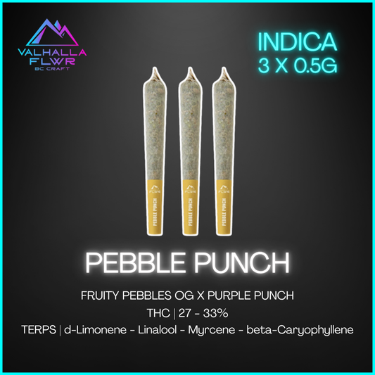Valhalla Flwr - Pebble Punch Pre Rolls - 3 x 0.5g