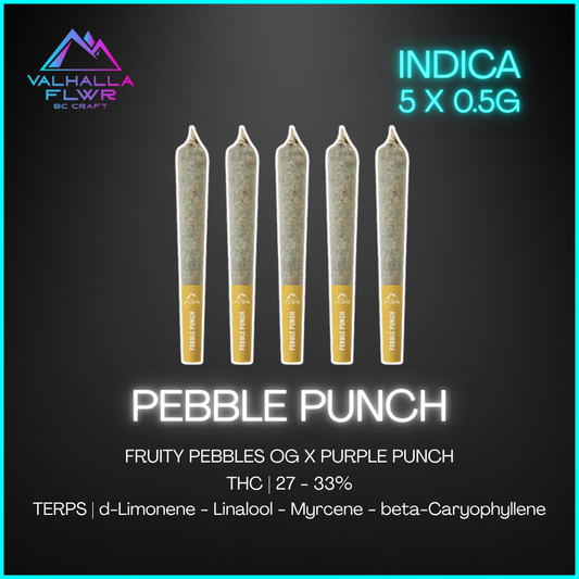 Valhalla Flwr - Pebble Punch Pre Rolls - 5 x 0.5g