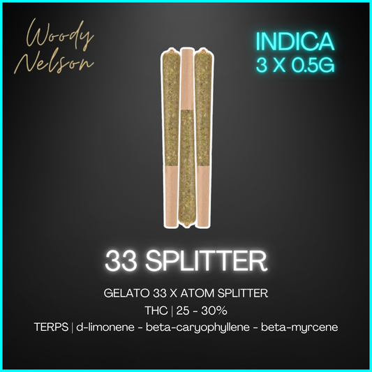 Woody Nelson - 33 Splitter Prerolls - 3 x 0.5g